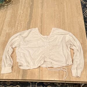 Aerie White Long Sleeve Crop Top